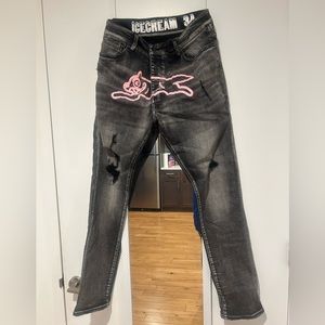 Ice cream black distressed jeans